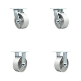 Semi Steel Cast Iron Swivel Top Plate Casters Set of 4 Heavy Duty with 5 Inch Wheels Includes 2 Swivel and 2 Rigid 4,000 lbs