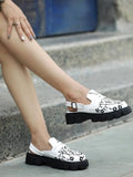Shoetopia Stylish Printed White With Buckle Loafers For Women & Girls /Eu36,White,3,B0DJJYD79K