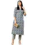 Gosriki Women'S Cotton Blend Straight Printed Kurta With Pant (Nirjal Blue-Gs_Xxl_Blue_Xx-Large),Blue,2,B0CTCJPYC7