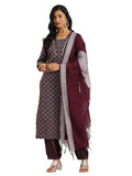 Libas Women'S Cotton Blend Kurta Sets (400579_Maroon_Xl)