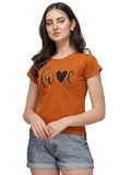 Leriya Fashion Women'S Love Graphic T Shirt Cute Funny Cap Sleeve Casual Cotton Tee Tops (Large, Orange)