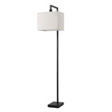 Globe Electric 61000052 60 Floor Lamp, Matte Black, Square White Fabric Shade, On/Off Rotary Switch on Socket, Square Rod, Readi