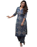 Gosriki Women'S Rayon Viscose Straight Printed Kurta With Pant (Kadai Blue-Gs_M_Blue_Medium),Blue,,B0F13WK6F2