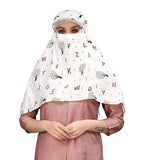 Enchantment Cotton Short Scarf Cum Mask Universal Size/Usable For Vehicle Driver For Sunlight Uv Protection/White Printed Design