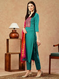 Gosriki Women'S Cotton Blend Embroidered Straight Kurta With Pant & Dupatta (Dk21 Green-Gs_Xxl_Green_Xx-Large),Green,2,B0CTXHPVDV