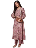 Gosriki Women'S Rayon Blend Anarkali Printed Kurta With Palazzo (Marco Purple-Vks01-Gs_L_Purple_Large),Purple,,B0DRNPTZVW