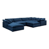 Sunset Trading Contemporary Puff Collection 7Pc Slipcovered Modular U-Shaped Pit Sectional Sofa, Performance Fabric Washable Wat