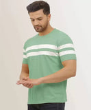 Lookmark Men'S Stylish Lycra Blend Printed Striped Polo Tshirt (New-Mt08-S) Pista