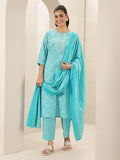 Libas Women'S Cotton Blend Printed Kurta Sets (99693_Turquoise Blue_S)