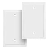 Modern Edge Decorative Wall Plate Switch Plate Outlet Cover, Durable Solid Zinc Alloy (Single Blank, 2 Pack, White)