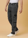 Kotty Men'S Solid Mid Rise Straight Fit Stylish Looking Cargo Jeans(Grey,36)
