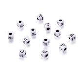 240pcs Opaque Acrylic Letter P Cube Beads White Plastic Alphabet Loose Spacer Square Beads 4-5mm for DIY Name Bracelet Necklace