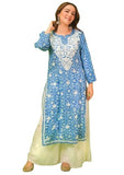Gosriki Women'S Rayon Blend Straight Chikankari Embroidered Kurta (Nakusha Blue-Gs_Xxl_Blue_Xx-Large),Blue,2,B0D5VJPW1W