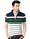 Eyebogler Men Regular Fit T-Shirt T285Hs_White Navy Green_M_White, Dark Navy Blue, Green_M