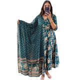 Gosriki Women'S Rayon Viscose Anarkali Printed Kurta With Pant & Dupatta (Navneeta Dark Green-Vks02-Gs_L_Green_Large),Green,,B0F8ZYZ2TL