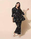 Toplot Co Ord Kurta Set For Women Printed Kurta With Pant (Tunic-Pant-5140-Black-Xxl),Black,2,B0CHB1V8HG