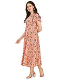 Oomph! Women'S Western & Fusion Wear Midi Dresses For Women Beach Pink - Md303,Blush PinkApparel,M