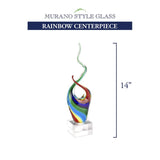 Badash Rainbow Murano-Style Art Glass Centerpiece - 14 Tall Mouth-Blown Glass Sculpture On Crystal Base - Contemporary Home De