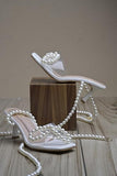 Shoetopia Elegant Pearl-Embellished White Heeled Sandals For Women & Girls /Eu36,White,3,B0F9FN7V8X