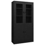 vidaXL Office Filing Cabinet with 3 Adjustable Shelves and 2 Locks - Robust Steel and Tempered Glass Cabinet - Versatile File St