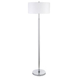 Henn&Hart 2-Light Floor Lamp with Fabric Shade in Cool Gray/Polished Nickel/White, Floor Lamp for Home Office, Bedroom, Living R