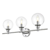 Living District Jaelynn 3-Light Iron & Glass Bath Sconce In Chrome/Clear
