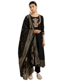 Kaari Rayon Staple Women'S Kurta Set (Kaaaw24Wskd-92031_Kohl Black,Kohl Black,Kohl Black,S