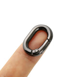 10 PCS TANJUN Carabiner Metal Spring Key Ring, Spring Keyring Buckle, Oval Ring for Bags,Purses (Black)