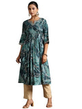 Libas Women'S Silk Floral A-Line Kurta (29225 Blue