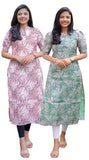 Gosriki Women'S Viscose Chanderi Printed Straight Kurta Pack Of 2 Combo (Kakulam Pink-Godavari Green-Combo-Gs_Xxl_Multicolor_Xx-Large),Multicolour,2,B0DSKNJ2KF