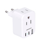 European Travel Plug Adapter USB C, HANYCONY International Plug Adapter, US to Europe Adapter Plug 2 Outlets 3 USB Ports(2 C Por