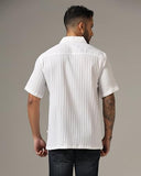 Leriya Fashion Textured Shirts for Men || Casual Shirt for Men || Shirt for Men|| Men Stylish Shirt || Men Fancy Shirt || Men Half Sleeve Shirt || Plain Shirts for Men || Shirts (Small White),White