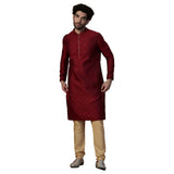 Manyavar Kurta Set for Men, Full Sleeves Mandarin Collar Ethnic Kurta Sets For Engagement, Wedding, Party Kurta Set Art Silk (Ma