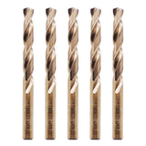 1/2 M35 Cobalt HSS Jobber Length Twist Drill Bit with Straight Shank,Heavy Duty, Pack of 5 PCS, Drilling for Cast Iron, Heattr