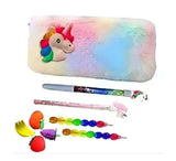 Eclet Pack of 9 Unicorn Stationery Set Pencil Pouch with 2 Stacking Pencils & Essential School Items Cute Kids Gift Combo Multic