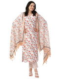 Anni Designer Women'S Rayon Blend Straight Printed Kurta With Pant & Dupatta (Mogri White-Nw_Xl_White_X-Large),White,XL