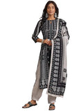 Libas Womens Printed Silk Blend Straight Kurta With Salwar And Dupatta