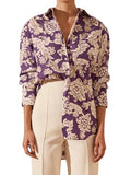Leriya Fashion Women's Floral Regular Fit Shirt (LF-W1654-01_Purple L)
