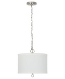 14"W Light Pendant Brushed Nickel Finish with Oatmeal Linen Shade