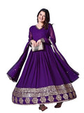 Wedani Faux Georgette Embroidered Anarkali Dress For Women (In Alpha S Regular Purple),PURPLE,S