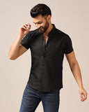 Toplot Men'S Regular Fit Solid Casual Shirt With Pocket Design With Spread Collar & Half Sleeves (Half-Pocket-5179-Black-L),Black,,B0CYGR4N68