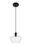Elegant Lighting Living District Placido Collection Pendant D9.8 H9.3 Lt:1 Black And Clear Finish