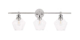 Living District Gene 3-Light Metal Wall Sconce In Chrome And Clear Glass