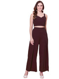 Selvia Women'S Sleeveless Crepe V-Neck Solid Co-Ords Set(358Tk7039N-M_Maroon)