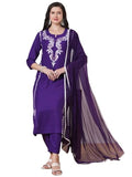 Anni Designer Women'S Rayon Viscose Embroidered Straight Kurta With Pant & Dupatta (Jayashuda Begani-Vks01_S_Begani_Small),Begani,S
