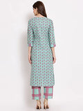 Gosriki Women'S Cotton Straight Kurta With Pant (Kpt-Cot-10029-Sea Green_M-Go_Sea Green_Medium),Sea Green,,B09LSB99X6