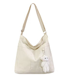Kehpish Economical Cotton Tote Bag, Reusable Womens Canvas Tote Bag with 3 External Pocket, Top Zipper Closure White