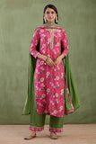 Anni Designer Women'S Rayon Viscose Straight Printed Kurta With Pant & Dupatta (Asmat Pink_Xxl_Pink_Xx-Large),Pink,2XL,,,