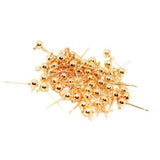ATORSE 3x50pcs Ear Pin Studs Solid Ball Post with Loop Earring Findings DIY Gold