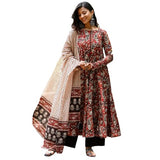 Anni Designer Women'S Rayon Viscose Anarkali Printed Kurta With Pant & Dupatta (Ziha Multi_M_Multicolor_Medium),Multicolour,M